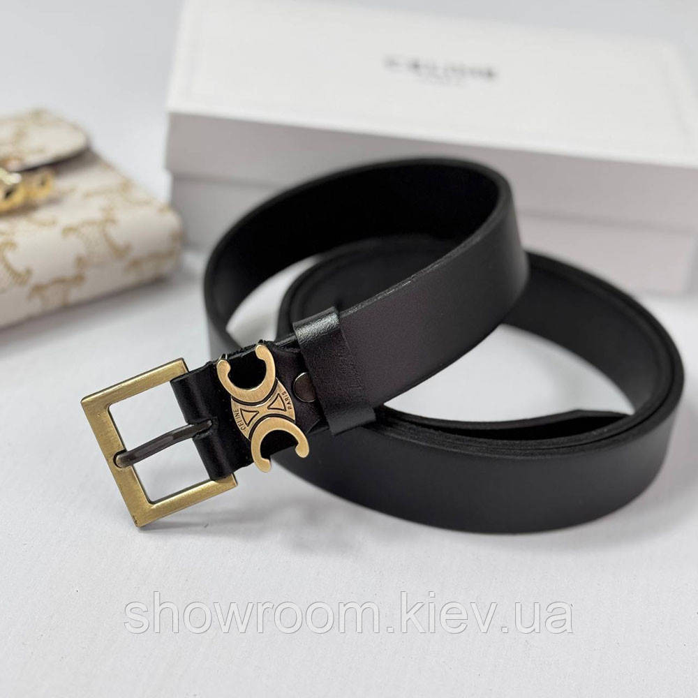 Женский кожаный ремень Celine gold (3 cм) (5610) Киев - изображение 1