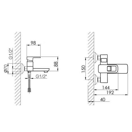 Змішувач для ванни Lidz Wawel 006 з душовим гарнітуром білий/хром Київ