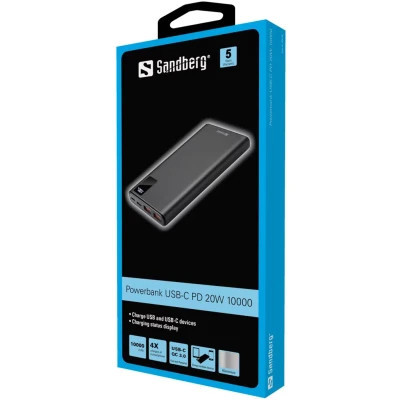 Батарея универсальная Sandberg 10000mAh, PD/20W, QC3.0, USB Type-C, USB-A*2 (420-58) Винница - изображение 2