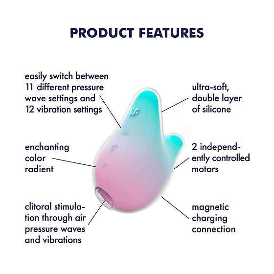 Вакуумный клиторальный стимулятор с вибрацией Satisfyer Mermaid Vibes Mint/Pink, 2 мотора Sex Aura Киев