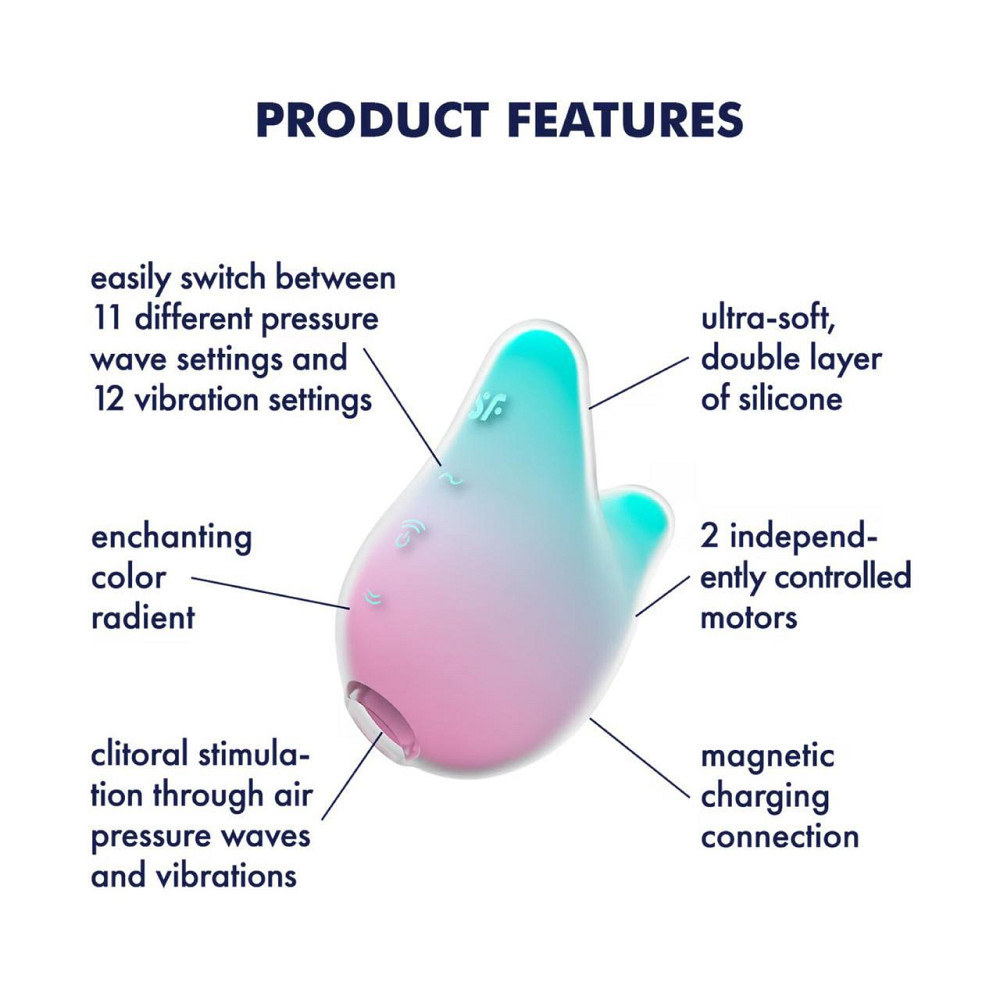 Вакуумный клиторальный стимулятор с вибрацией Satisfyer Mermaid Vibes Mint/Pink, 2 мотора Sex Aura Киев - изображение 4
