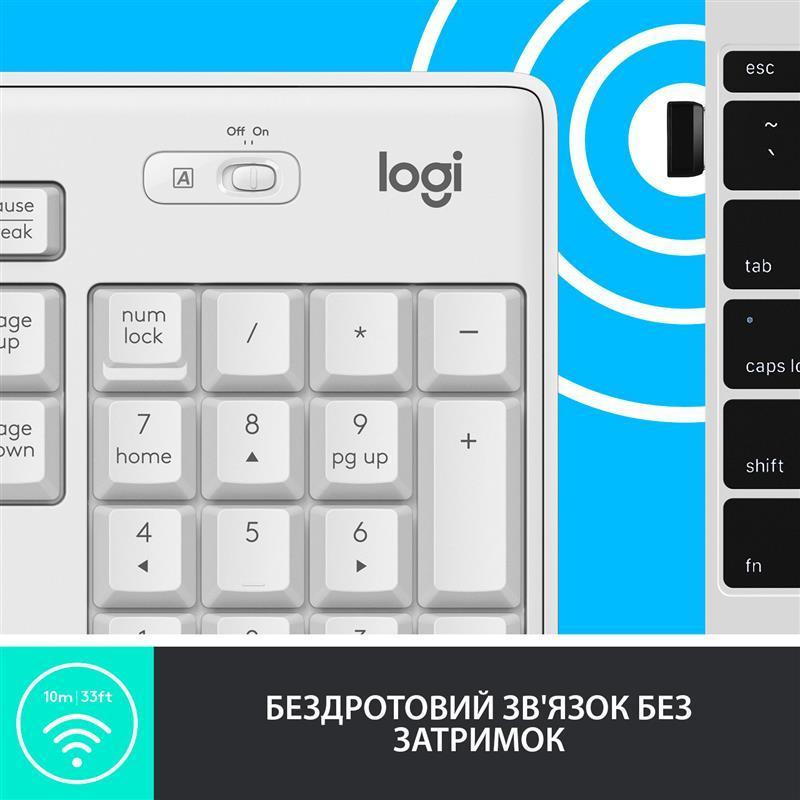 Комплект (клавіатура, миша) бездротовий Logitech MK295 Combo White USB (920-009824) Білий Харків - фото 9