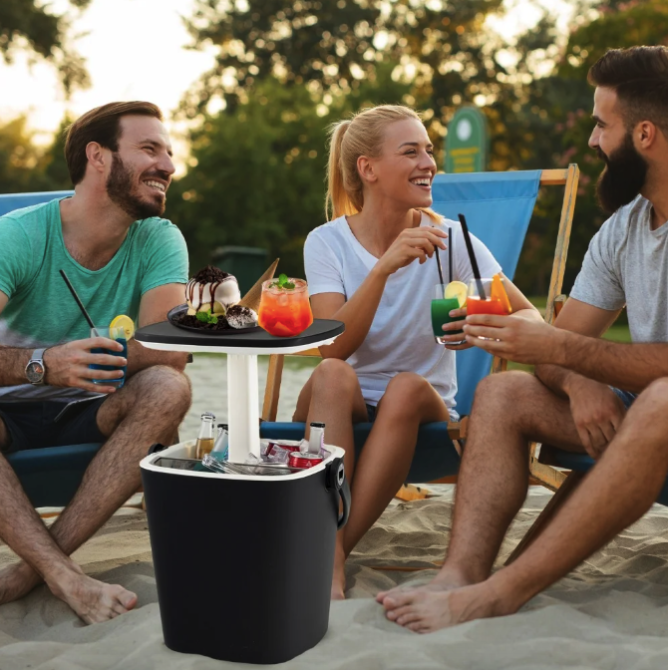 Стіл-холодильник Costway Gobar 3-в-1 з підйомною кришкою 15L чорний Киев - изображение 2