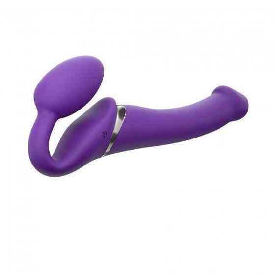 Безремінний страпон з вібрацією Strap-On-Me Vibrating Violet M, діаметр 3,8 см, пульт ДК, регульований Sex Aura Київ