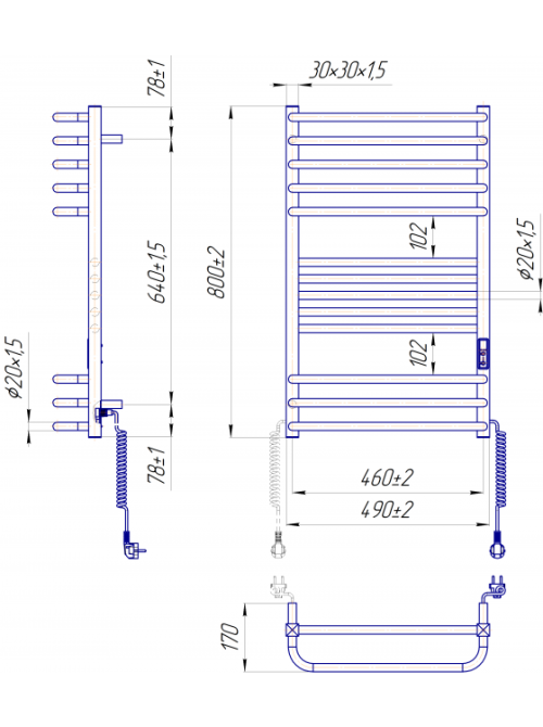 Електрична рушникосушарка Mario Гера-Люкс-I 800x500/170 TR K таймер-регулятор Київ - фото 5