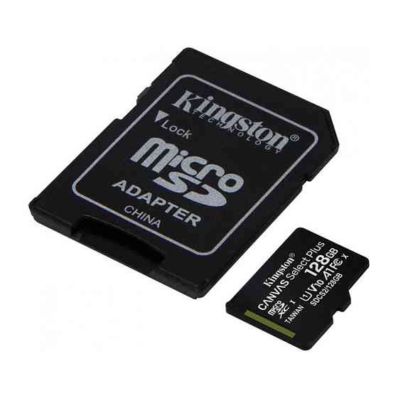 Карта пам'яті microSDXC Kingston 128GB Canvas Select Plus Class 10 UHS-I + SD-адаптер (SDCS2/128GB) Київ