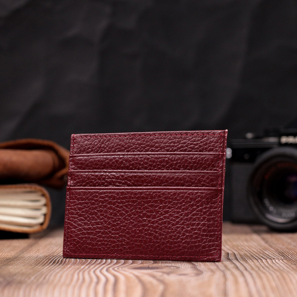 Практичний кард-кейс із натуральної шкіри ST Leather 22446 Бордовий Київ - фото 8