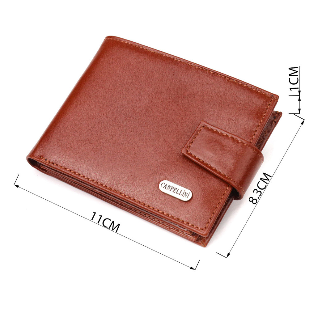 Компактный мужской кошелек из натуральной гладкой кожи CANPELLINI 21508 Светло-коричневый Киев - изображение 3