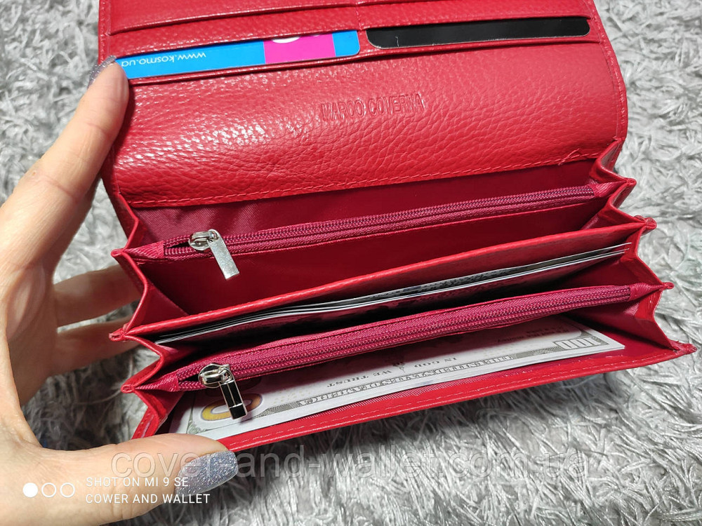 Класичний шкіряний жіночий гаманець червоного кольору Marco Coverna MA 501-1 Київ - фото 8