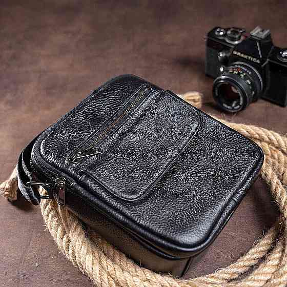 Сумка мужская зернистая Vintage 14704 Черная Киев