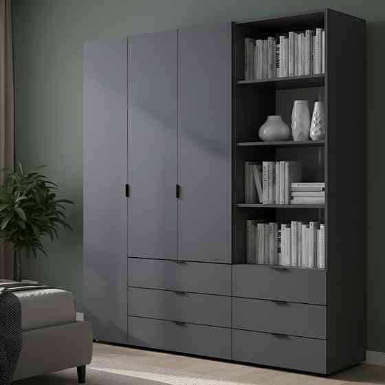 Шафа для одягу Doros Гелар Графіт 3ДСП з пеналом 176.2х49.5х203.4 (DRS-011920) Львів