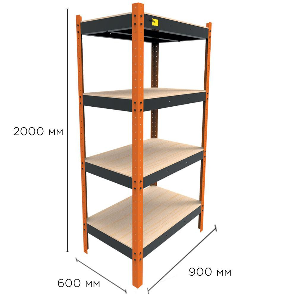 Металлический усиленный стеллаж Emby Heavy Series (размер 2000х900x600мм) 4 полки ДСП до 300кг Киев - изображение 2