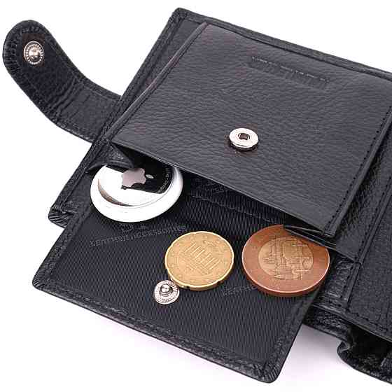 Мужской трендовый бумажник из натуральной кожи Черный (ST Leather) Киев