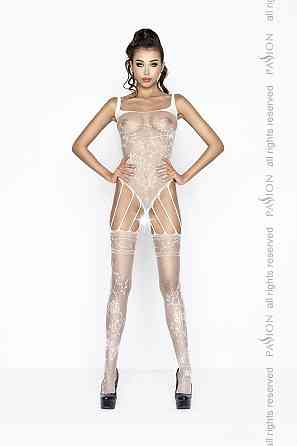 Бодистокинг Passion BS034 white, комбинезон, имитация боди и чулок Sex Aura Киев