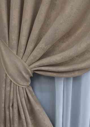 Комплект коротких штор VR-Textil Жаккард Sultan XO № 1680ш Темно-бежевый 130х170 см 2 шт (35-0329) Киев