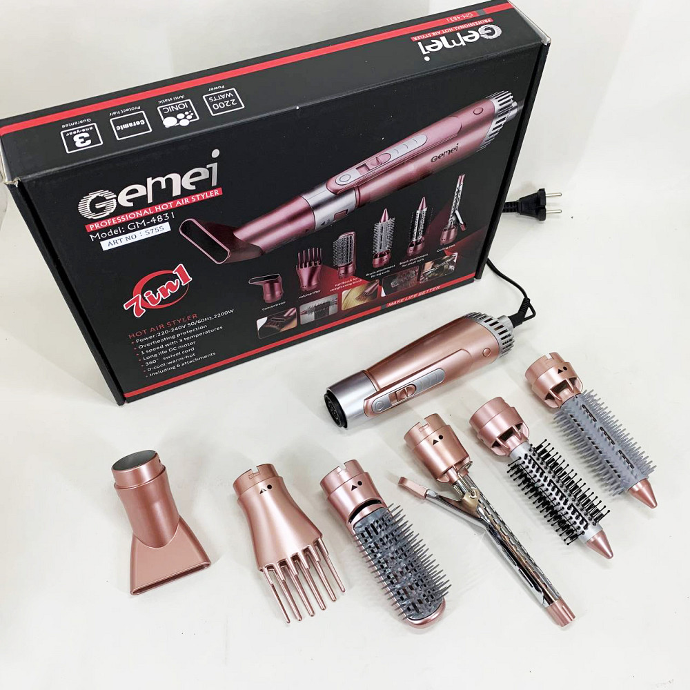 Фен з іонізацією для укладання GEMEI GM-4831, Фен з холодним і теплим режимами професійна щітка XU-88 Львів - фото 14