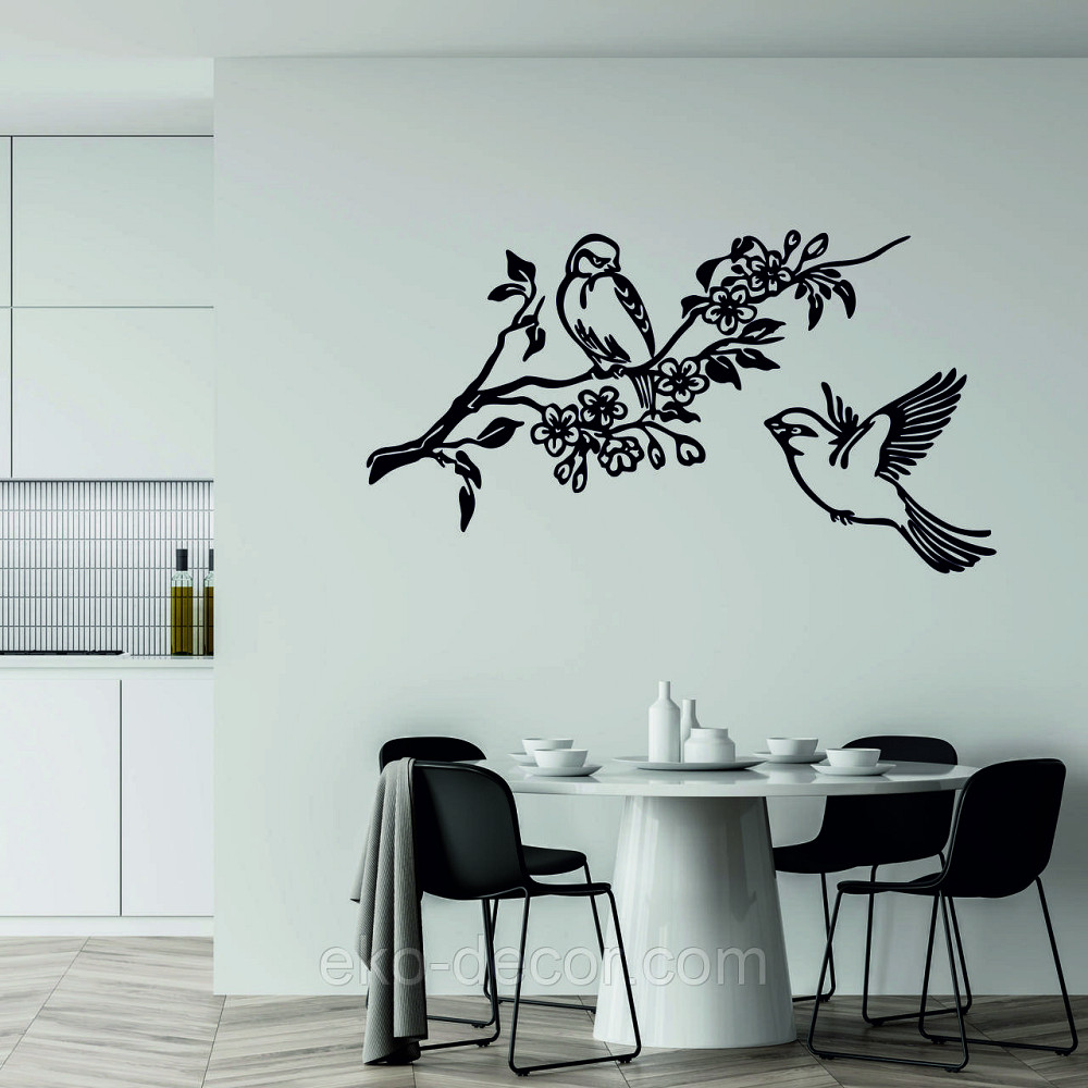 Декоративне настінне Панно «Пташки», Декор на стіну 90*50 см, Чорний Київ - фото 3