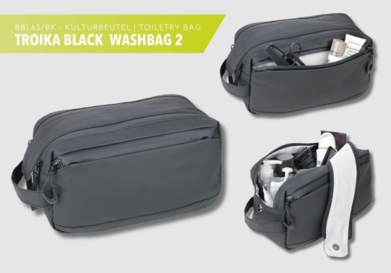 Сумка-косметичка Troika Black Washbag 2 поліестер (32 х 15 х 4.5 см) Чорний Київ