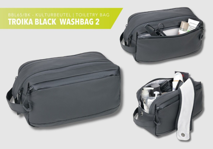 Сумка-косметичка Troika Black Washbag 2 полиэстер (32 х 15 х 4.5 см) Черный Киев - изображение 3