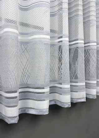Короткий тюль VR-Textil 1937т Жакард Білий з сірим 450х145 см (42-1142) Київ
