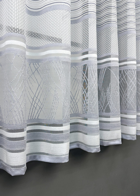 Короткий тюль VR-Textil 1937т Жакард Білий з сірим 450х145 см (42-1142) Київ - фото 6