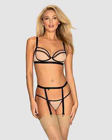 Комплект с поясом для чулок Obsessive Nudelia set L/XL Sex Aura Киев