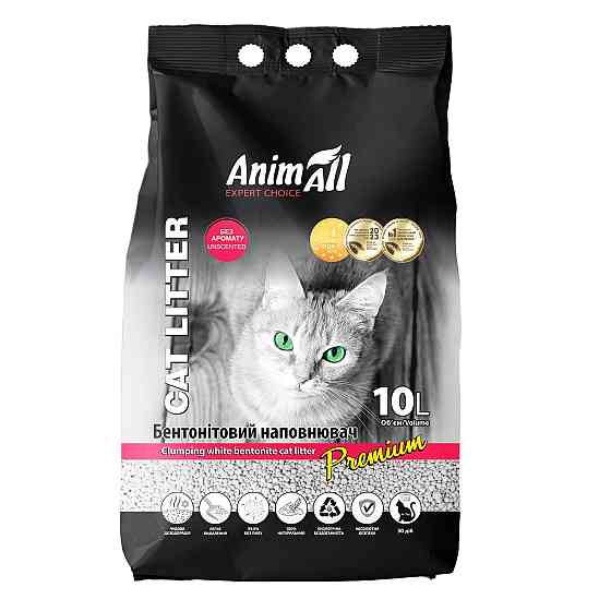 Бентонитовый наполнитель AnimAll Premium Classic без аромата, для кошек, 10 л Киев