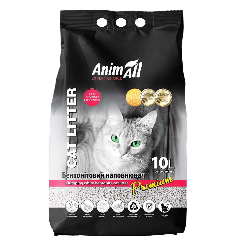 Бентонітовий наповнювач AnimAll Premium Classic без аромату, для котів, 10 л Київ - фото 1