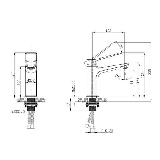 Смеситель для раковины Mixxus Wilson 001 Черный (MI7127) Харьков