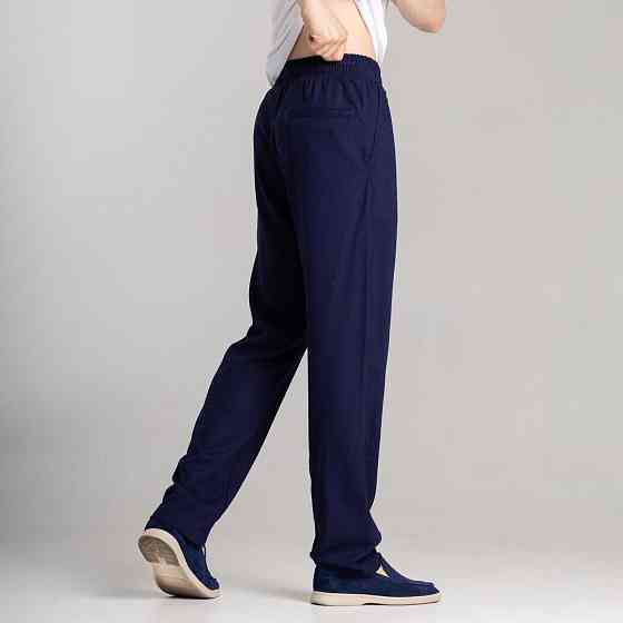 Чоловічі лляні штани вільного крою темно сині Pobedov Chill Київ