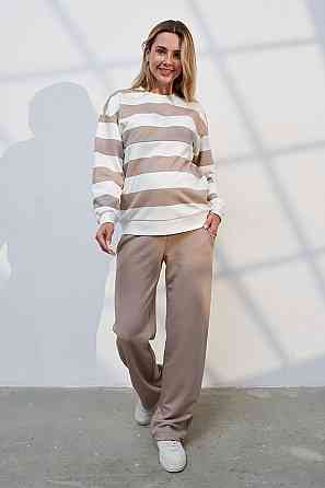 Костюм для вагітних і годуючих світшот і прямі брюки для майбутніх мам Lima S (44) Юла Мама бежевий Кривий Ріг