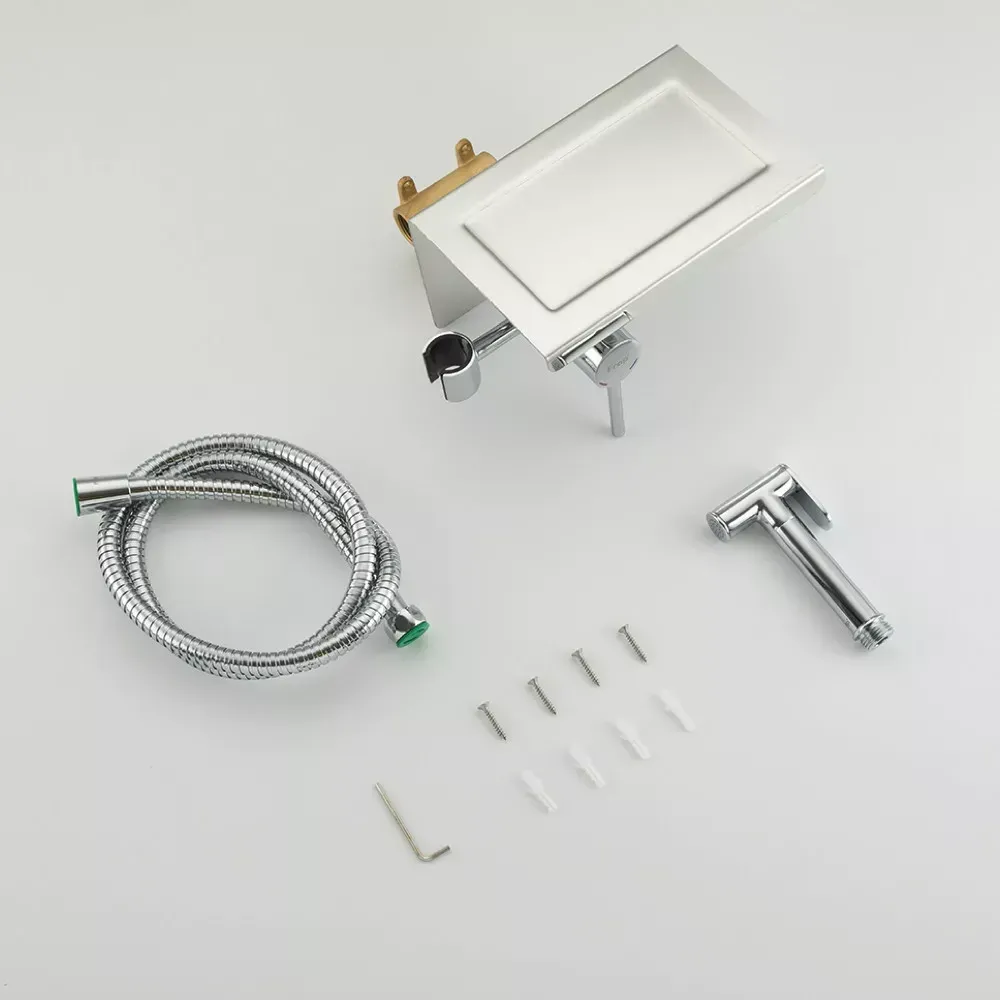 Гігієнічний душ прихованого монтажу Frap F7516 з тримачем паперу та поличкою, хром Київ - фото 6