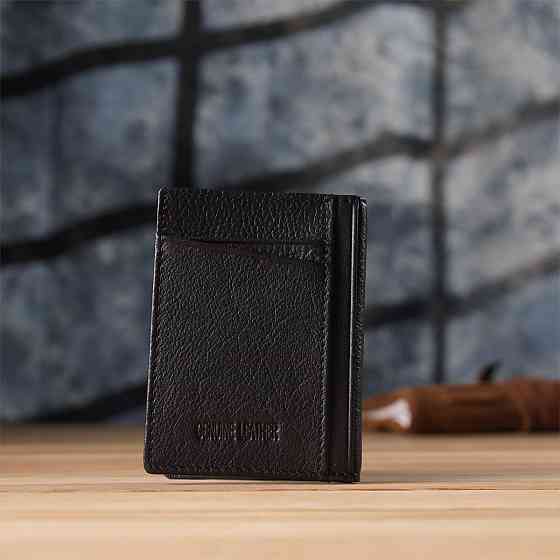 Чоловічий гаманець для карток із натуральної шкіри ST Leather 23091 Чорний Київ