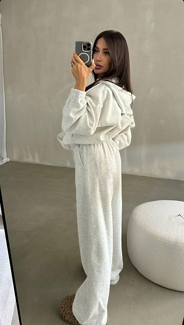 Жіночий теплий костюм-двійка: кофта та штани вільного крою тринитка на флісі Меланж, 42/44 Одеса - фото 3