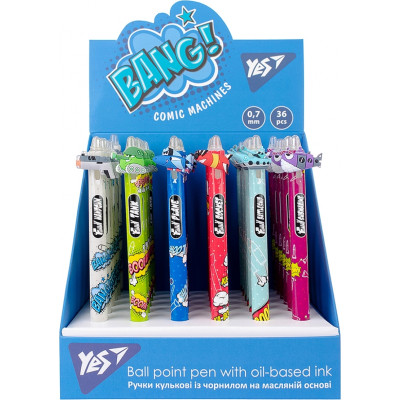 Ручка шариковая Yes Comic machines автоматическая 0,7 мм синяя (412004) Винница - изображение 6