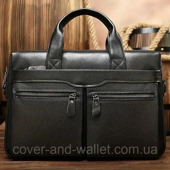 Мужская сумка из натуральной кожи черного цвета ST Leather Киев
