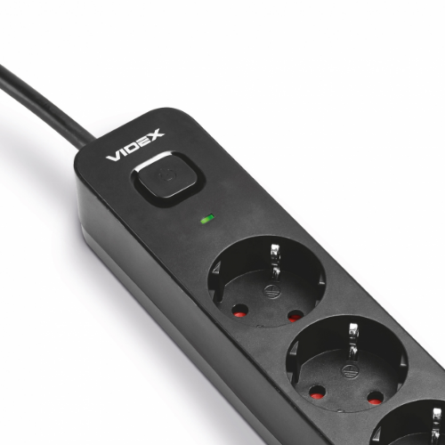 Мережевий подовжувач із заземленням 3 розетки 3м з кнопкою чорний VF-PD33G-B Oncord Videx Житомир - изображение 11