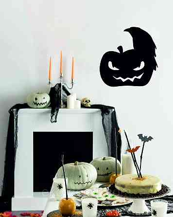 Декоративне настінне Панно «Хеллоуїн — гарбуз і ворон», Декор на стіну 50*49 см Київ