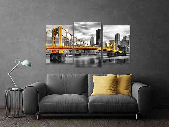 Модульная картина в гостиную / спальню  Золотий міст  Нью-Йорк Art-675_3 Киев