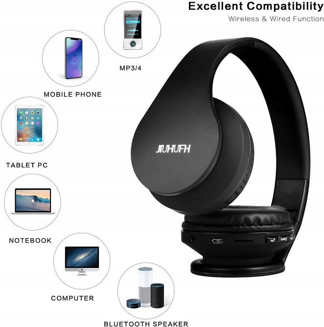 Беспроводные / Проводные Наушники bluetooth fm mp3 до 12 часов работы Jiuhufh (LH-811) Black Нововолынск - изображение 6