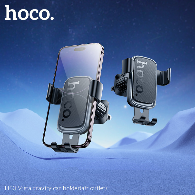 Автотримач для телефона HOCO H80 Vista gravity car holder (air outlet) Black Metal Gray Одеса - фото 8