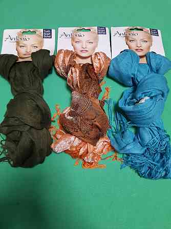 Шарфики женские набор из 3-х штук (зеленый, бирюзовый, оранжевый) - размер шарфа приблизительно 170*65см Киев