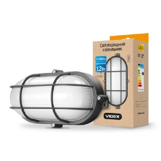 LED Світильник ЖКГ 12W 5000К 220V овальний чорний посилений Videx Житомир - изображение 1