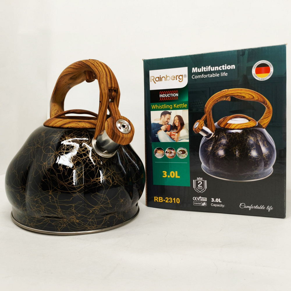 Чайник из нержавеющей стали с пищалкой Rainberg, Чайник для газовых плит для газовой комфорки SX-66 Львов - изображение 6