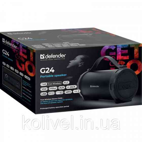 Акустична система 1.0 Defender G24 10W, BT/TF/USB/AUX/1500мАч (65124) Киев