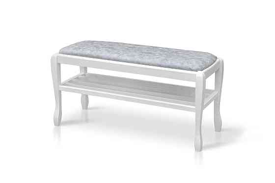 Банкетка з полкою Сієста 1100, біла/сіра тканина Киев