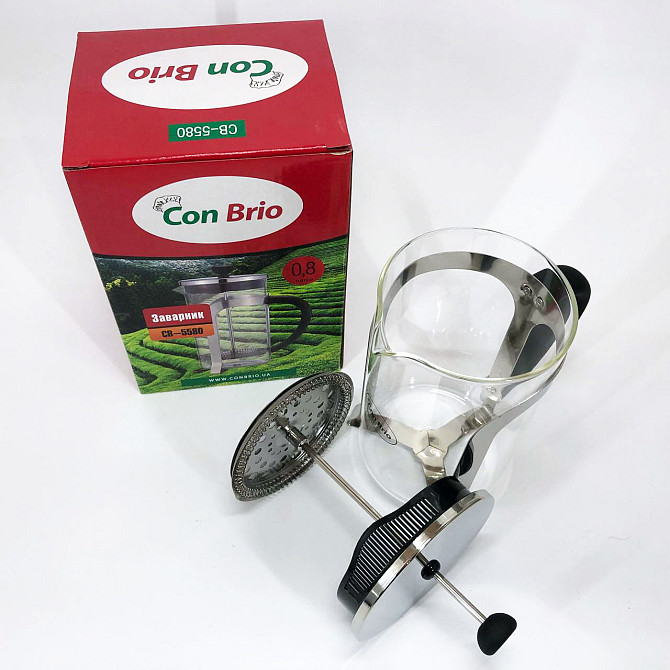 Френч-прес для чаю Con Brio CB-5580 0.8 л, Френч-прес для міцної кави, Ручний френч прес GH-367 для чаю Київ - фото 4