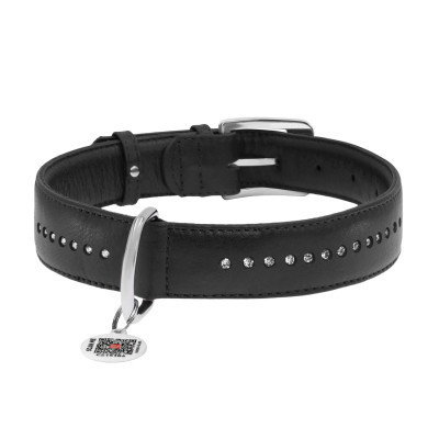 Ошейник для животных WAUDOG Glamour с QR-паспортом, двойной Ш 15 мм Д 27-36 см черный (38741) Винница - изображение 2