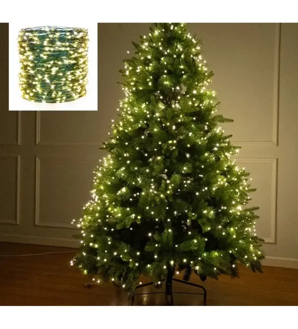 Светодиодная гирлянда Роса 200 метров, диоды теплого белого цвета на зеленом проводе, 2000 LED, с пультом управления Коломия - фото 4