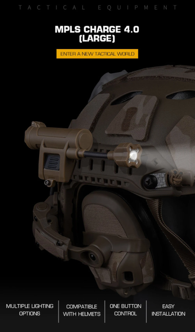 Ліхтар тактичний MPLS Charge 4.0 big size з кріпленням на шолом Койот Київ - фото 9